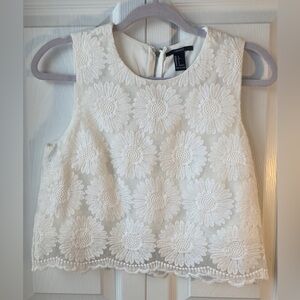 Forever 21 Ivory Floral Textured Top